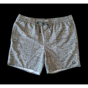 Roark Shorey Souk Military Green Elastic Waist Trunks Surf Board Shorts Aztec L